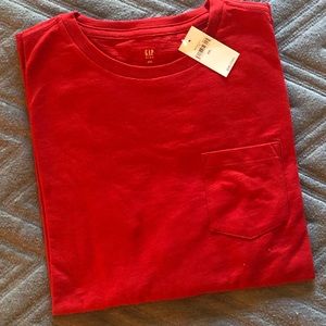 NWT! boys red long sleeve tee with front pocket.